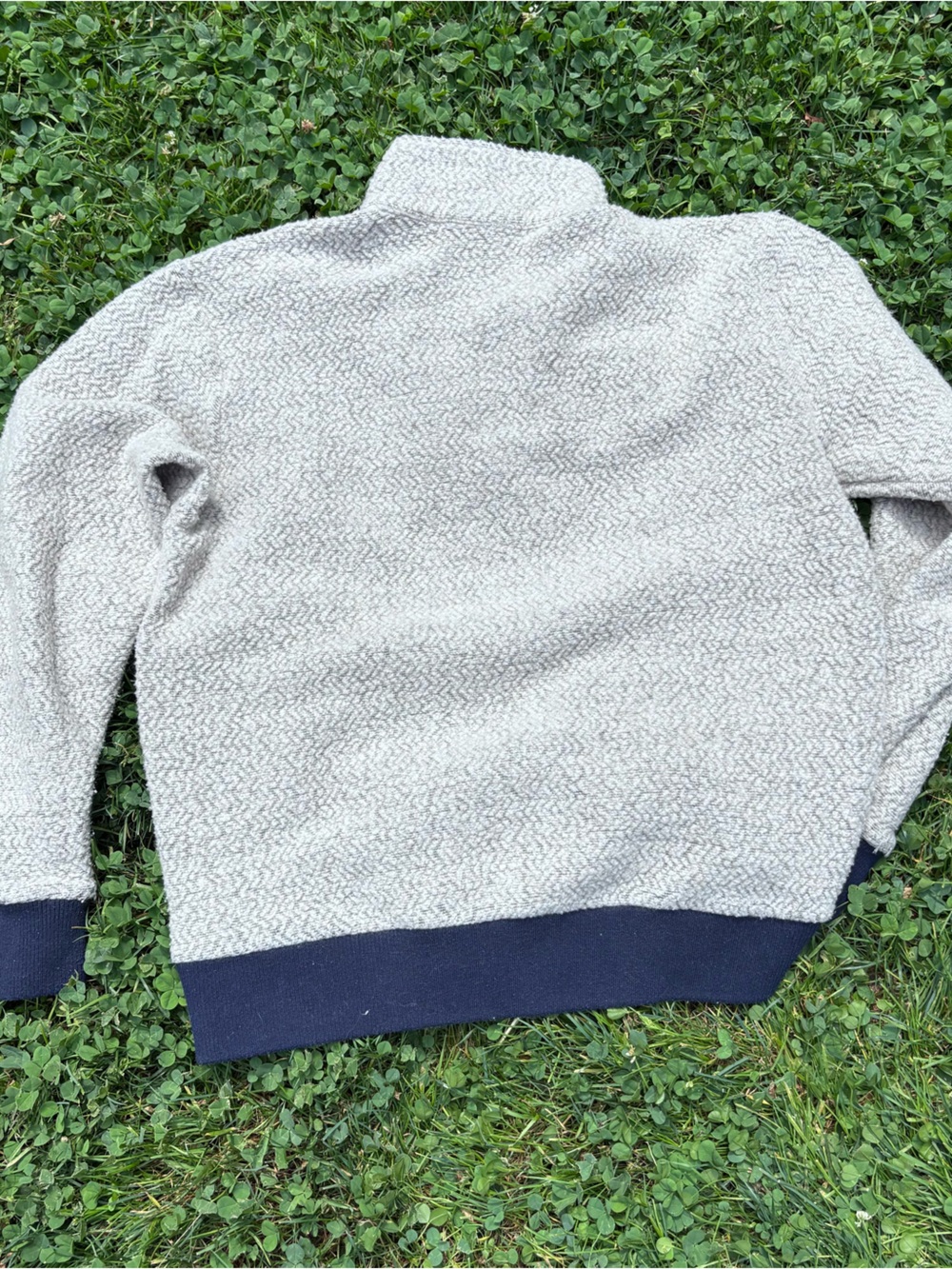 Patagonia Cream Fleece Zip-Up Hoodie with Navy Trim - Picture 5 of 6